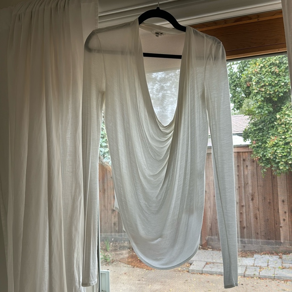 Helmet lang cowl neck top